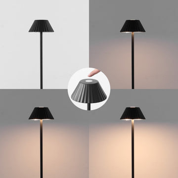 Mallory 44" Modern Minimalist Indoor/Outdoor Iron Pleated Shade Rechargeable/Cordless Dimmable Integrated LED Floor Lamp